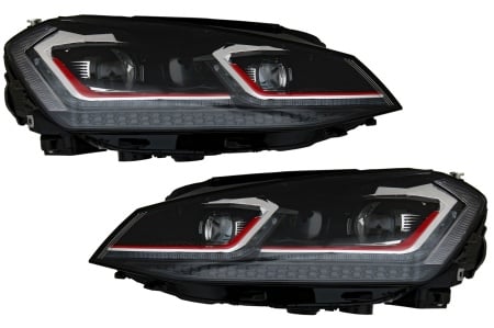 Faruri LED Bi-xenon Look compatibil cu VW Golf 7 VII (2012-2017) Facelift G7.5 GTI Design cu Semnal Dinamic