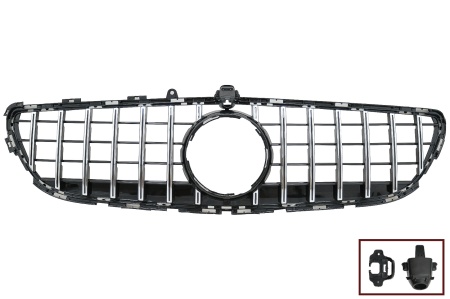 Grila Centrala compatibil cu Mercedes CLS W218 Facelift (2014-2017) GT-R Panamericana Design Negru Lucios & Chrome