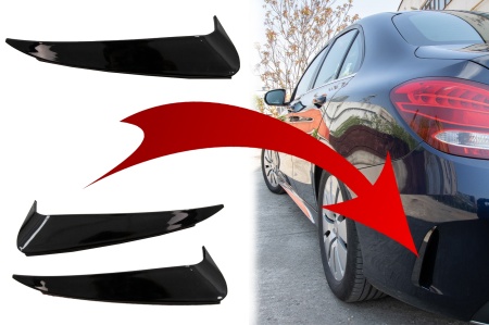 Ornamente bara Spate flapsuri compatibil cu Mercedes C Class W205 2014-2020 Negru Lucios