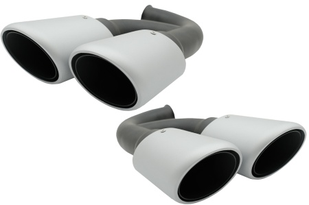Ornamente Evacuare compatibil cu Porsche Cayenne 92A V6 V8 Diesel 2010-2014 GTS Design Matte Silver