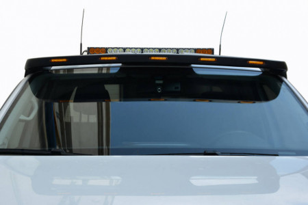 Parasolar parbriz compatibil cu VW Amarok 2010-> , cu leduri incluse, fibra, negru mat