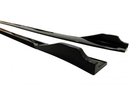 Set 2 Prelungiri praguri tuning 210 cm, negru lucios cu buza neagra