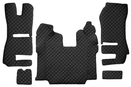 Set covorase camion, piele ecologica compatibil cu Scania R 2012-> cu scaun pasager convertibil, Negru AUTOMAT