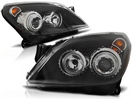 Set Faruri compatibil cu Opel Astra H 2004-2009 Angel Eyes Negru