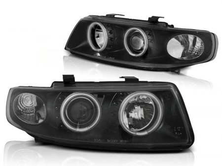 Set faruri compatibile cu SEAT Leon (1999-2004) / Seat Toledo (1999-2004) Angel Eyes Black CCFL