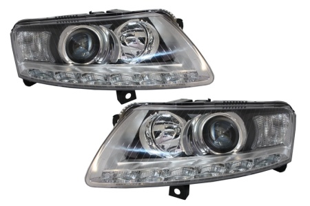 Set Faruri DRL Xenon compatibil cu Audi A6 C6 4F 2004-2008 Fara AFS Chrome