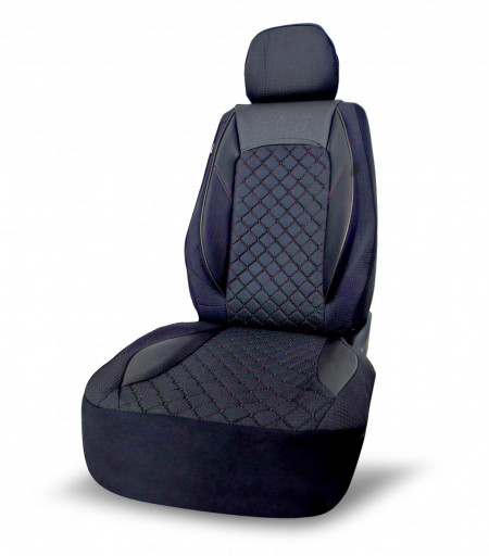 Set huse scaune auto compatibile Opel Vivaro 2001-2014, 2015-2020, 8+1 locuri, piele ecologica cu textil, negru cusatura neagra