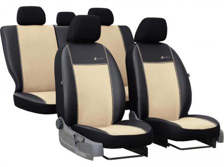 Set huse scaune auto, dedicate Dacia Duster I 2010-2017, piele ecologica cu alcantara, negru cu crem