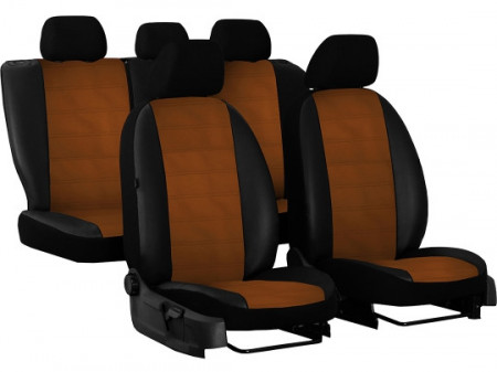 Set huse scaune auto, dedicate VW Passat B6 2005-2010, piele ecologica negru cu maro