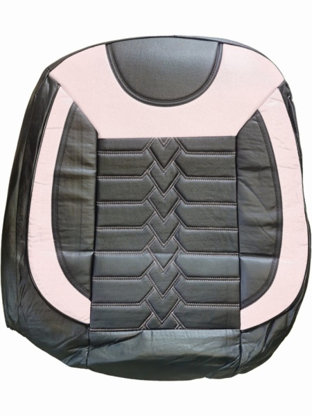 Set huse scaune auto, universale, fata-spate, bancheta fractionata, piele ecologica, negru cu crem