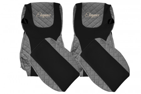Set huse scaune camion compatibil cu DAF XF105 XF106 2012-> euro 6, Negru cu gri, piele ecologica cu velur