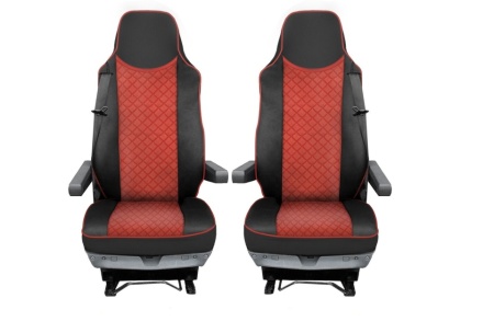 Set huse scaune camion compatibile cu MAN TGX 2007-2021, piele ecologica negru cu rosu
