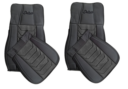 Set huse scaune camion compatibile MERCEDES ACTROS MP4 MP5 2011-> piele ecologica cu catifea, negru complet