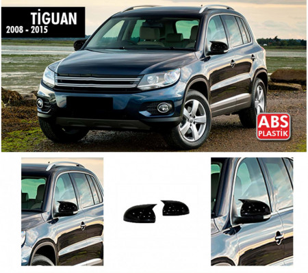 Capace oglinda compatibile cu VW Tiguan 2007-2015 Negru lucios Batman Style