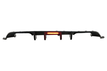 Difuzor Bara Spate compatibil cu VW Golf 7.5 VII Facelift 2017-2019 R Look Negru Lucios cu Reflector Led Rosu