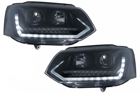 Faruri LED compatibil cu VW Transporter T5 2010-2015 Semnal Dinamic Fundal Negru