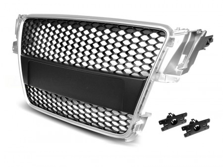 Grila Centrala compatibil cu AUDI A5 8T 2007-2011 RS Design, rama silver