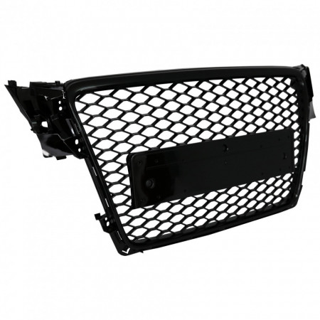 Grila Centrala Fara Emblema compatibil cu Audi A4 B8 2007-2012 RS Design Negru Lucios cu PDC