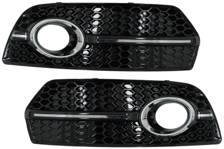 Grile Laterale compatibil cu Audi Q5 SUV 8R 2008-2011 RS Design Negru Lucios&Chrome