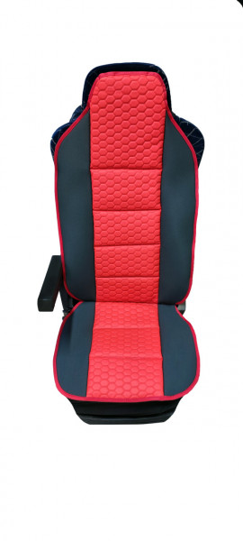 Husa scaun compatibila camion RENAULT, textil negru cu piele ecologica rosie