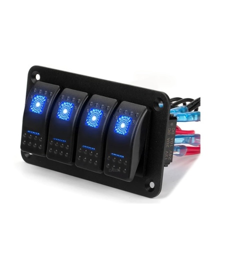 Panou cu 4 butoane auto, cu LED, ON-OFF universal 12-24V