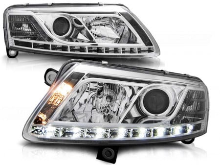 Set faruri compatibile cu Audi A6 C6 2004-2008 TRU DRL Crom