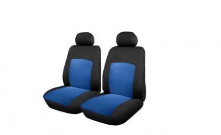 Set huse scaune auto, universale, fata 2 locuri, Negru cu albastru, jacqard