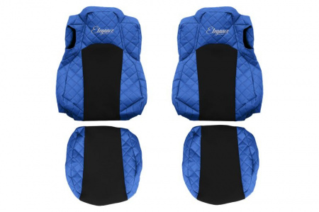 Set huse scaune camion compatibil cu Mercedes MP4/MP5 , Negru cu albastru, piele ecologica cu velur