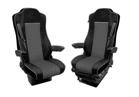 Set huse scaune camion compatibile cu Mercedes Actros MP4 MP5 2011->, piele ecologica negru cu gri