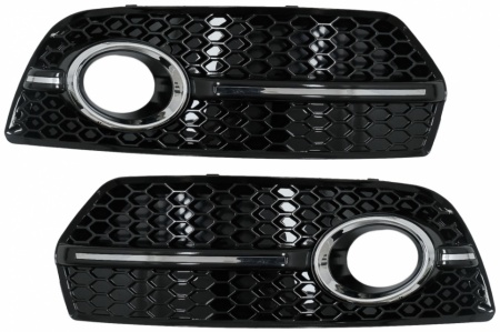 Grile Laterale compatibil cu Audi Q5 SUV 8R 2008-2011 RS Design Negru Lucios&Chrome