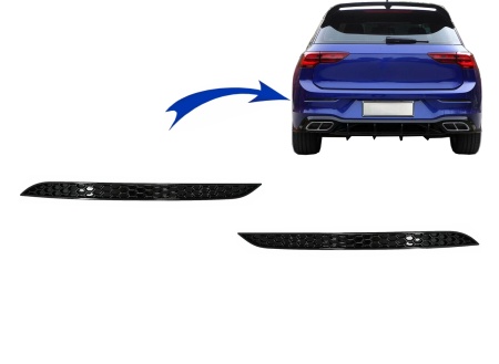 Honeycomb Reflectorizanti Negru Lucios Bara Spate compatibil cu VW Golf 8 VIII Hatchback 2020->
