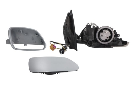 Oglinda retovizoare completa, (mecanic, convexa, captuseala) parte montare DREAPTA compatibil cu VW POLO 2005-2009