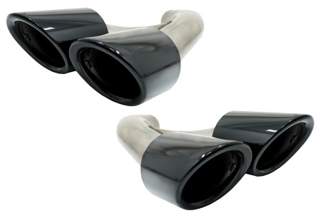 Ornamente Evacuare compatibil cu Porsche Cayenne 92A Facelift 2014-2017 GTS Design Negru Lucios