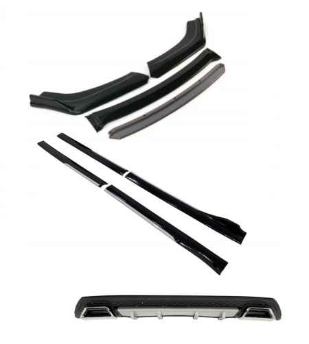 Pachet exetrior aero universal, prelungire bara fata, praguri laterale negru cu gri si difuzor negru cu gri