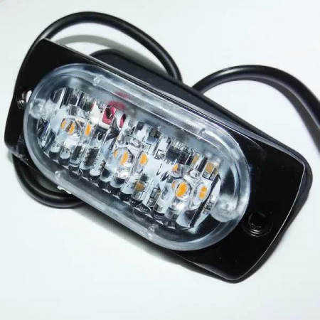 Proiector stroboscopic 3 LED-uri, 3W, 12-24V, in grila, subtire, galben