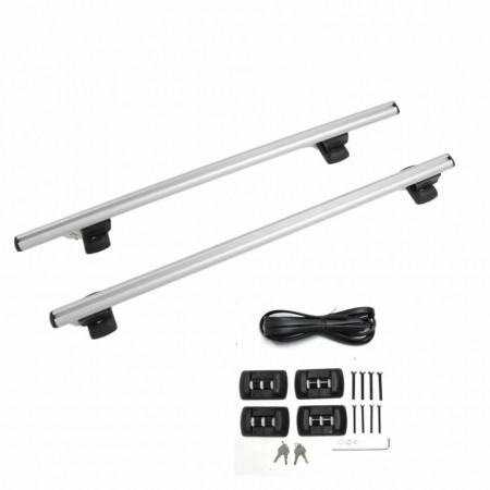 Set 2 Bare portbagaj auto din aluminiu lungime totala 120 cm, deschidere 113 cm, cu prindere in puncte fixe pe plafon