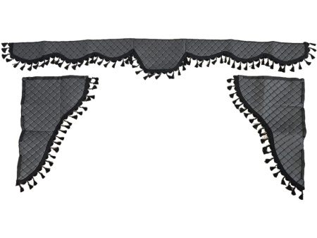 Set 3 perdele din piele ecologica pentru camion, universal compatibil Mercedes, culoare gri