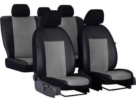Set huse scaune auto, dedicate Opel Zafira C 2012->, cu 7 locuri, piele ecologica cu alcantara, negru cu gri