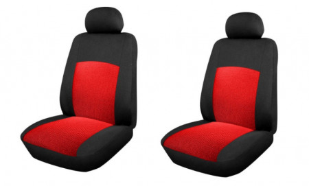 Set huse scaune auto, universale, fata 2 locuri, Negru cu rosu, jacqard