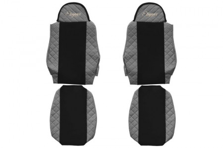 Set huse scaune camion compatibil cu MAN TGA TGL TGS TGM 2000->, negru cu gri, piele ecologica cu velur