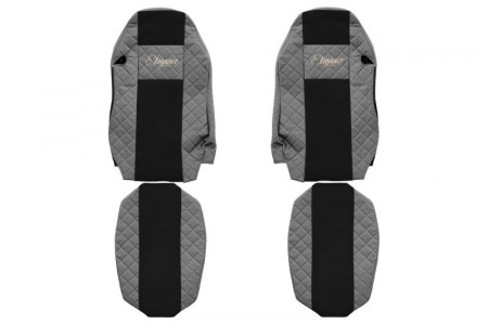 Set huse scaune camion compatibil cu MAN TGX 2007-2020, negru cu gri, piele ecologica cu velur, scaun sofer normal