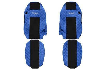 Set huse scaune camion compatibil cu MAN TGX 2007-2020, negru cu albastru, piele ecologica cu velur, scaun sofer normal