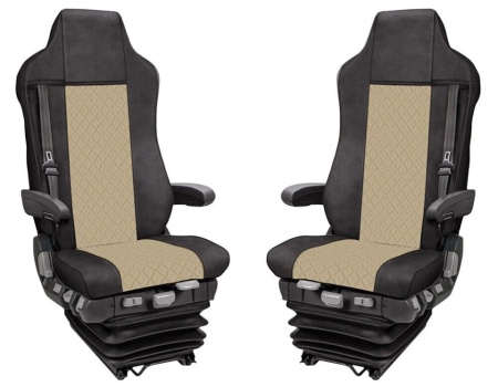 Set huse scaune camion compatibile cu MAN TGX II 2021->, piele ecologica negru cu crem