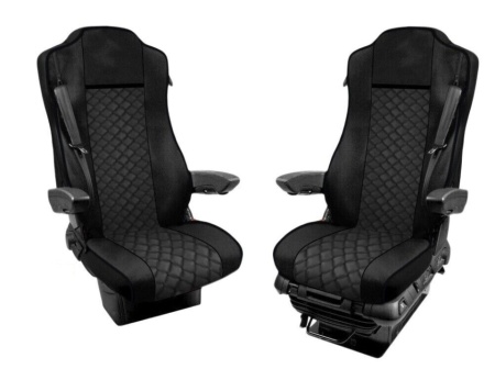 Set huse scaune camion compatibile cu Mercedes Actros MP4 MP5 2011->, piele ecologica negru cu negru