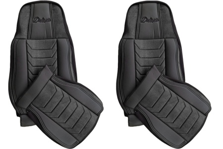 Set huse scaune camion compatibile MAN TGX II 2020-> negru, piele ecologica cu catifea