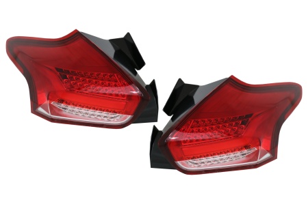 Stopuri Full LED BAR compatibil cu Ford Focus MK 3 Hatchback Facelift 2015-2018 Cu Semnalizare Dinamica Rosu