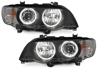 Faruri Xenon Angel Eyes compatibil cu BMW X5 E53 1999-2003 Negru