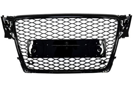 Grila Centrala Fara Emblema compatibil Audi A4 B8 2007-2012 RS Design Negru Lucios cu PDC