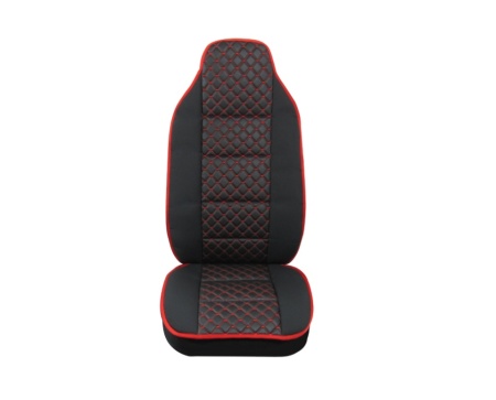 Husa scaun compatibila camion DAF, textil negru si piele ecologica neagra cu cusatura rosie