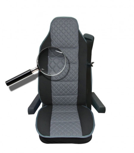 Husa scaun compatibila camion IVECO STRALIS 2002->, textil negru cu piele ecologica gri